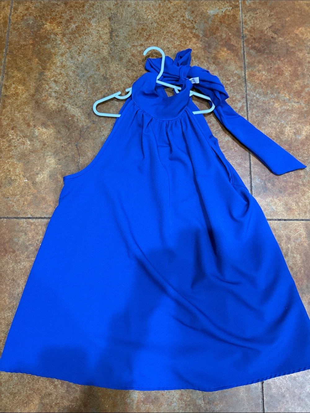 Women's Royal Blue Halter Tie-Neck Tank Top
